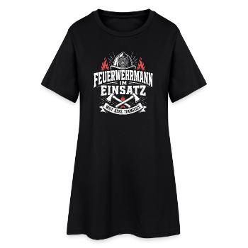 Feuerwehrmann im Einsatz Shirt - Frauen T-Shirt-Kleid - Schwarz - Vorne