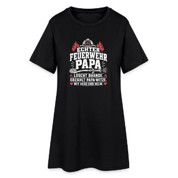 Feuerwehr Papa Mit Herz und Helm Shirt - Frauen T-Shirt-Kleid - Schwarz - Vorne