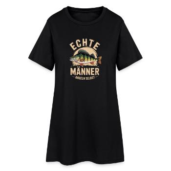  Echte Männer Angeln Selbst Lustiger Angler Spruch - Frauen T-Shirt-Kleid - Schwarz - Vorne