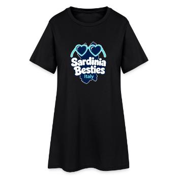 Groupe d’amies en voyage entre filles en Sardaigne - Robe T-shirt Femme - noir - Devant