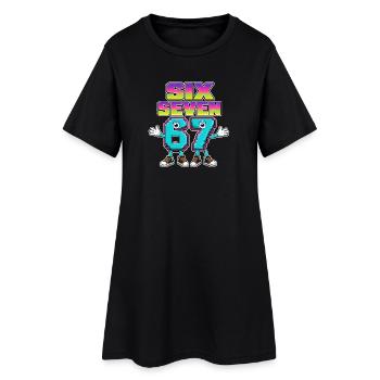 Six Seven 67 Style Dessin Animé Mème - Robe T-shirt Femme - noir - Devant