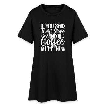 Thrift Shop Thrift Store & Coffee I´m In Love - Frauen T-Shirt-Kleid - Schwarz - Vorne
