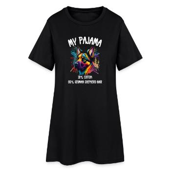 Drôle de chien de pyjama berger allemand - Robe T-shirt Femme - noir - Devant