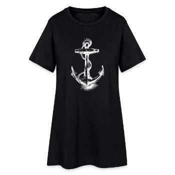 Bold Anchor Emblem Illustration - Women’s T-Shirt Dress - black - Front