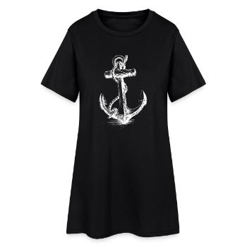 Ankerseil Vintage Nautical - Frauen T-Shirt-Kleid - Schwarz - Vorne