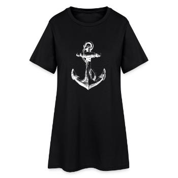 White Anchor Emblem - Women’s T-Shirt Dress - black - Front
