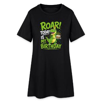 Rugissant aujourd’hui, c’est mon gâteau T-Rex Dino d’anniversaire - Robe T-shirt Femme - noir - Devant