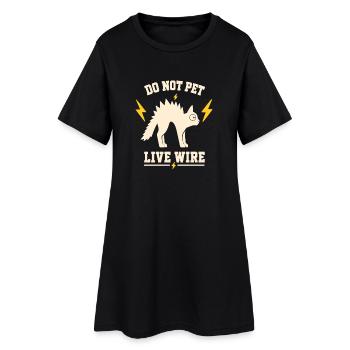 Nicht streicheln: Lebendige Leitung - Frauen T-Shirt-Kleid - Schwarz - Vorne