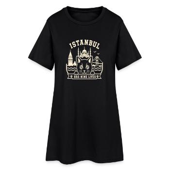 Istanbul Cat Skyline - Robe T-shirt Femme - noir - Devant