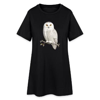 Chouette blanche nocturne Bubo scandiacus - Robe T-shirt Femme - noir - Devant