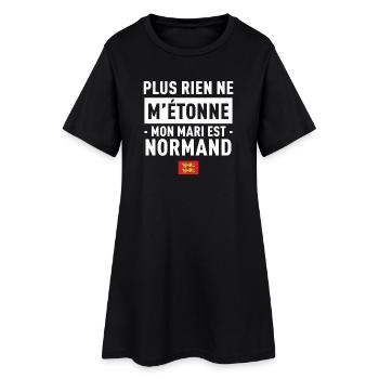 Plus Rien Ne M Etonne Mon Mari Est Normand T-Sh... - Robe T-shirt Femme - noir - Devant