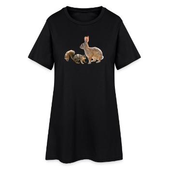 Écureuil, Lapin, Amis de la forêt, Photographie - Robe T-shirt Femme - noir - Devant