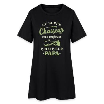 Papa Chasseur, Chasse Vintage Humour - Robe T-shirt Femme - noir - Devant