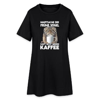 Pallas Cat Manul Kaffee Motiv | Grumpy Wildkatze  - Frauen T-Shirt-Kleid - Schwarz - Vorne