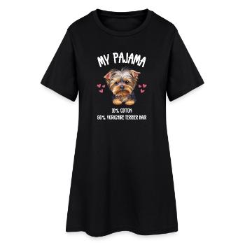 Drôle de pyjama Yorkie Dog - Robe T-shirt Femme - noir - Devant