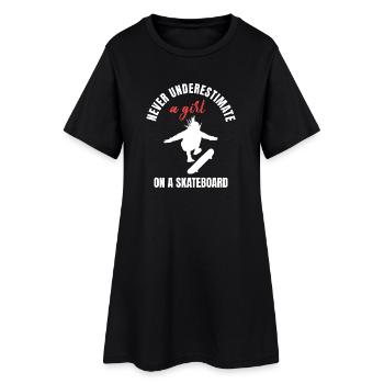 Ne sous-estimez jamais une fille patineuse - Robe T-shirt Femme - noir - Devant