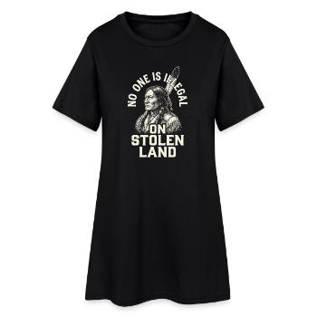 Auf gestohlenem Land ist niemand illegal - Frauen T-Shirt-Kleid - Schwarz - Vorne