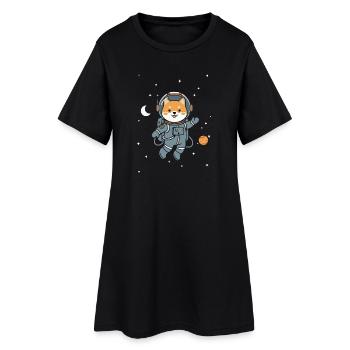 Asterroid l’astronaute Shiba Inu - Un chien de l’espace mignon - Robe T-shirt Femme - noir - Devant