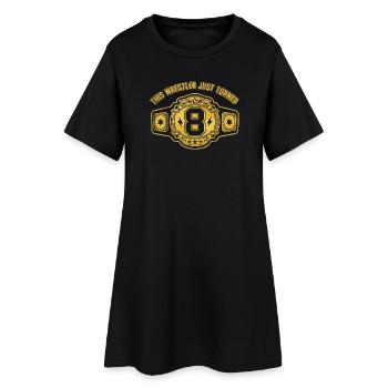 Ce catcheur vient d’avoir 8 ans - Robe T-shirt Femme - noir - Devant