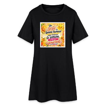 Un zeste de bonne humeur pour traverser la semaine - Robe T-shirt Femme - noir - Devant