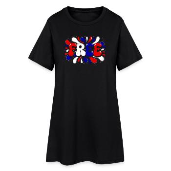 Freedom Splash Trikolor-Typografie - Frauen T-Shirt-Kleid - Schwarz - Vorne