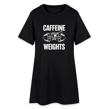 Krafttraining Caffeine & Weights Bodybuilding Gym - Frauen T-Shirt-Kleid - Schwarz - Vorne