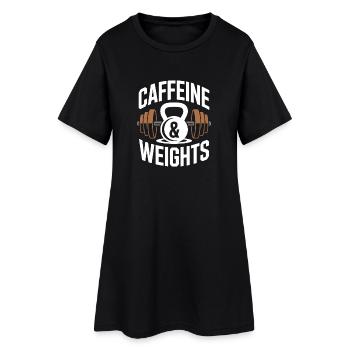 Krafttraining Caffeine & Weights Bodybuilding Gym - Frauen T-Shirt-Kleid - Schwarz - Vorne