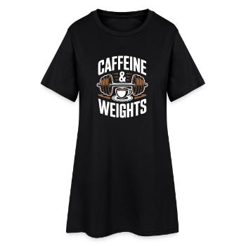 Krafttraining Caffeine & Weights Bodybuilding Gym - Frauen T-Shirt-Kleid - Schwarz - Vorne