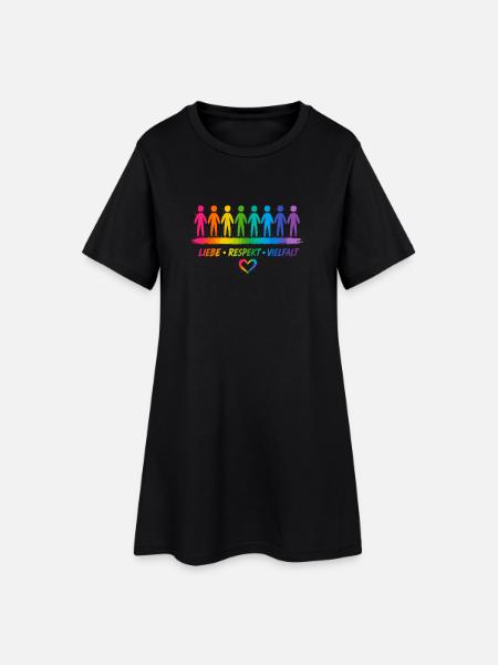 Buntes Diversity & Pride Design - Frauen T-Shirt-Kleid - Schwarz