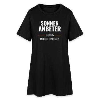 Sonnenanbeter zu 100% Endlich draußen - Frauen T-Shirt-Kleid - Schwarz - Vorne