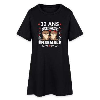 32 Ans Ensemble – Bêtises Adorables - Robe T-shirt Femme - noir - Devant
