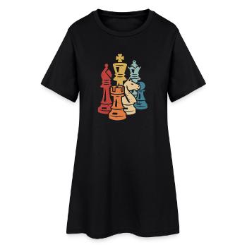 Chess Retro Chess Pieces Chess Player - Women’s T-Shirt Dress - black - Front