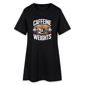 Krafttraining Caffeine & Weights Bodybuilding Gym - Frauen T-Shirt-Kleid - Schwarz - Vorne