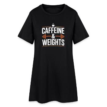 Krafttraining Caffeine & Weights Bodybuilding Gym - Frauen T-Shirt-Kleid - Schwarz - Vorne