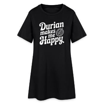 Durian macht mich glücklich - Frauen T-Shirt-Kleid - Schwarz - Vorne
