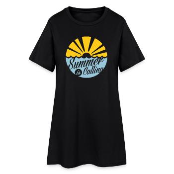 summer-is-calling-white-design - Frauen T-Shirt-Kleid - Schwarz - Vorne