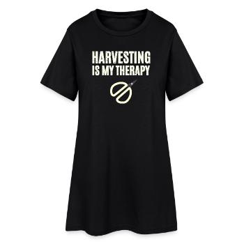 Harvesting Is My Therapy - Frauen T-Shirt-Kleid - Schwarz - Vorne