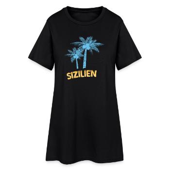 Sizilien als Palmen - Frauen T-Shirt-Kleid - Schwarz - Vorne