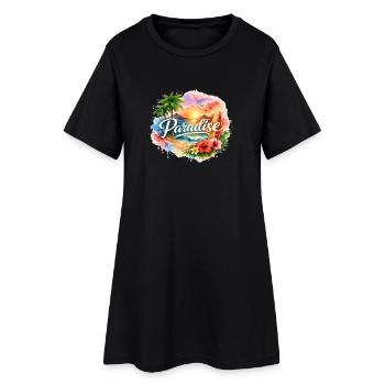 Paradise Beach Sunset Tropical Escape - Frauen T-Shirt-Kleid - Schwarz - Vorne