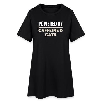 Kaffee Spruch - Powered By Caffeine And Cats - Women’s T-Shirt Dress - black - Front