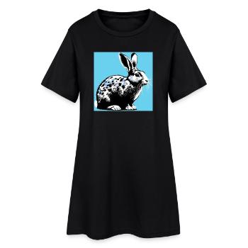 Kaninchen - Frauen T-Shirt-Kleid - Schwarz - Vorne