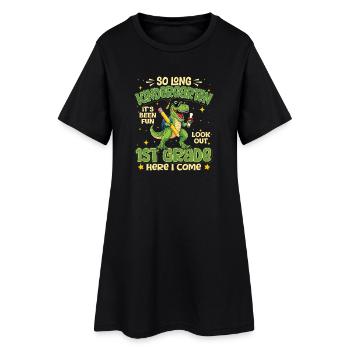 So Long Kindergarten 1st Grade Dinosaur - Women’s T-Shirt Dress - black - Front