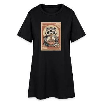Raccoon Noodles Ramen Anime - Women’s T-Shirt Dress - black - Front