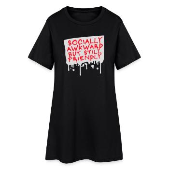 Socially Awkward But Still Friendly Lustig Spruch - Frauen T-Shirt-Kleid - Schwarz - Vorne