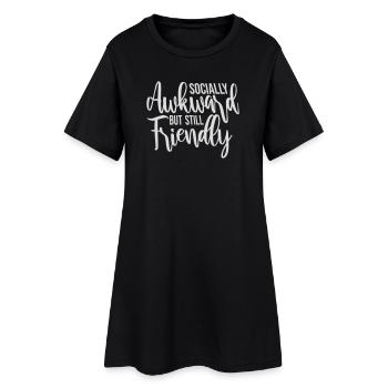 Socially Awkward But Still Friendly Lustig Spruch - Frauen T-Shirt-Kleid - Schwarz - Vorne