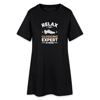 Cadeau de claquettes expert en bouchons - Robe T-shirt Femme - noir - Devant