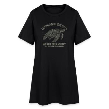 Gardien des Profondeurs – Tortue de la Journée mondiale des océans - Robe T-shirt Femme - noir - Devant