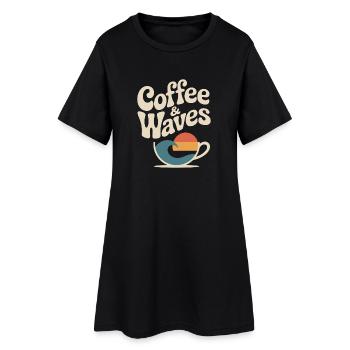 Vagues de café, surf, Plage de surfeurs de Café et Vagues - Robe T-shirt Femme - noir - Devant