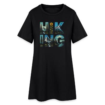 Wandern – Outdoor-Abenteuer - Frauen T-Shirt-Kleid - Schwarz - Vorne
