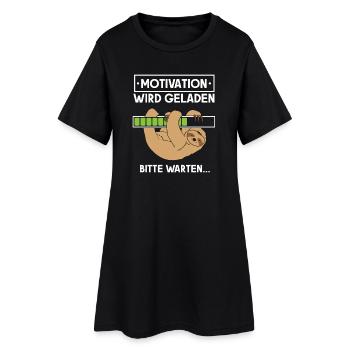 Motivation wird geladen Faultier - Frauen T-Shirt-Kleid - Schwarz - Vorne